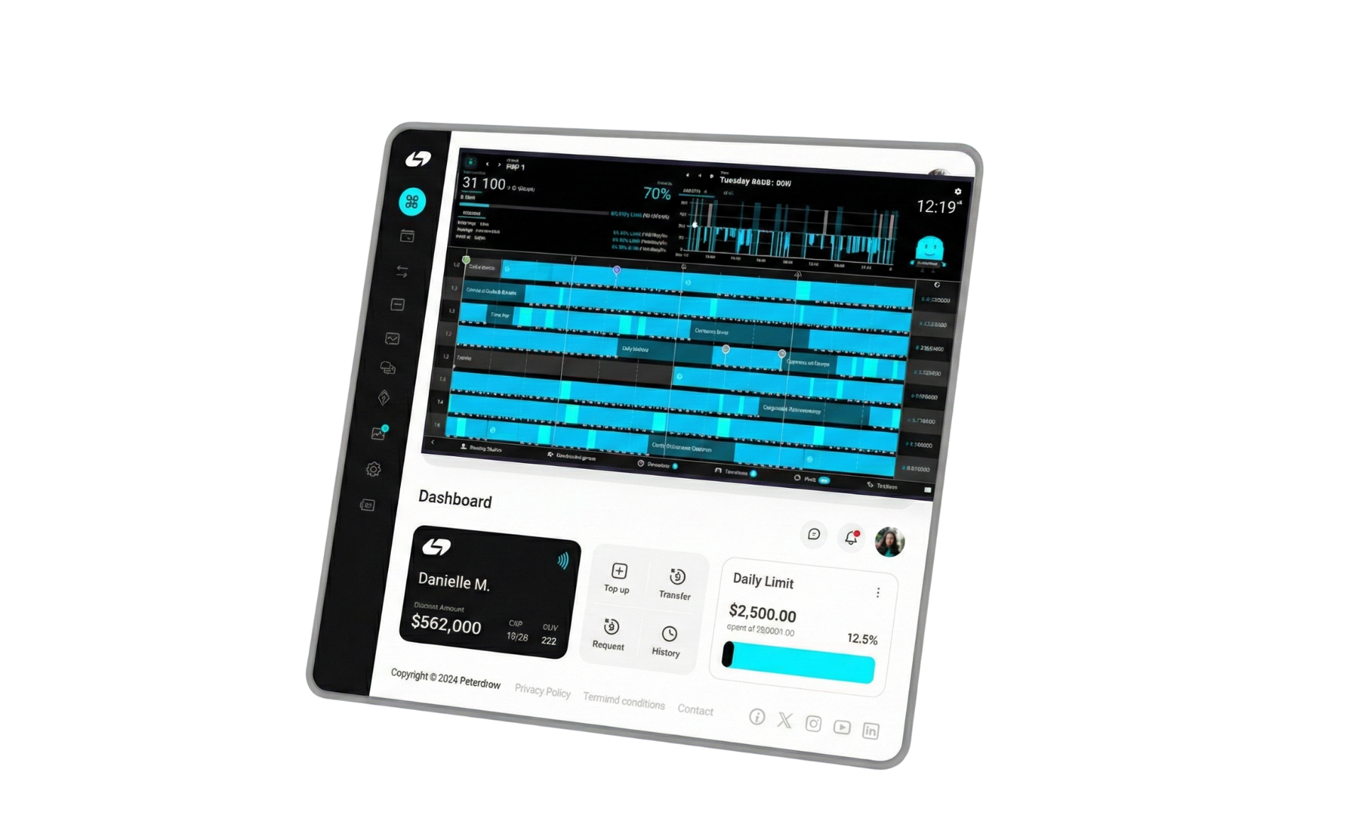Nexa industrial dashboard displaying real-time data analytics, timeline events, and operational metrics